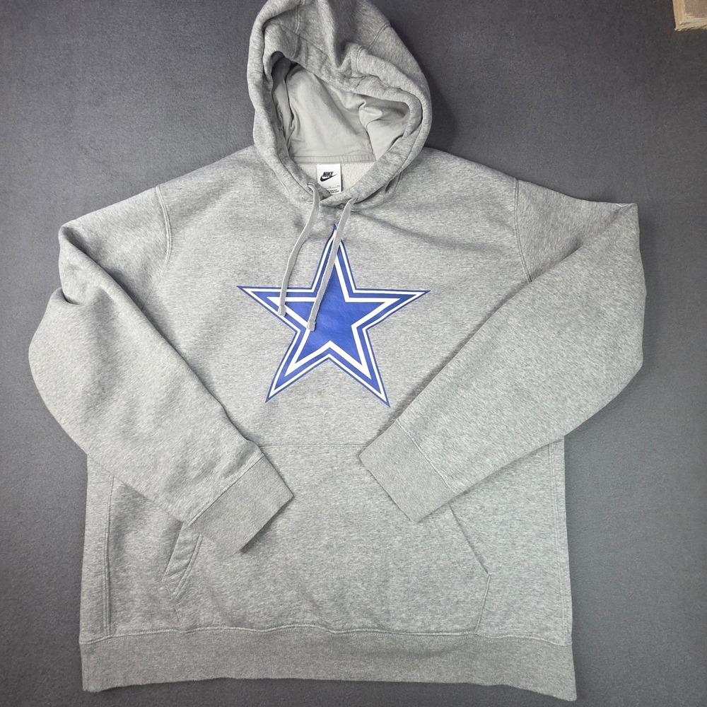 Nike Dallas Cowboys Hoodie Mens XL Gray Blue Star Pullover Sweatshirt